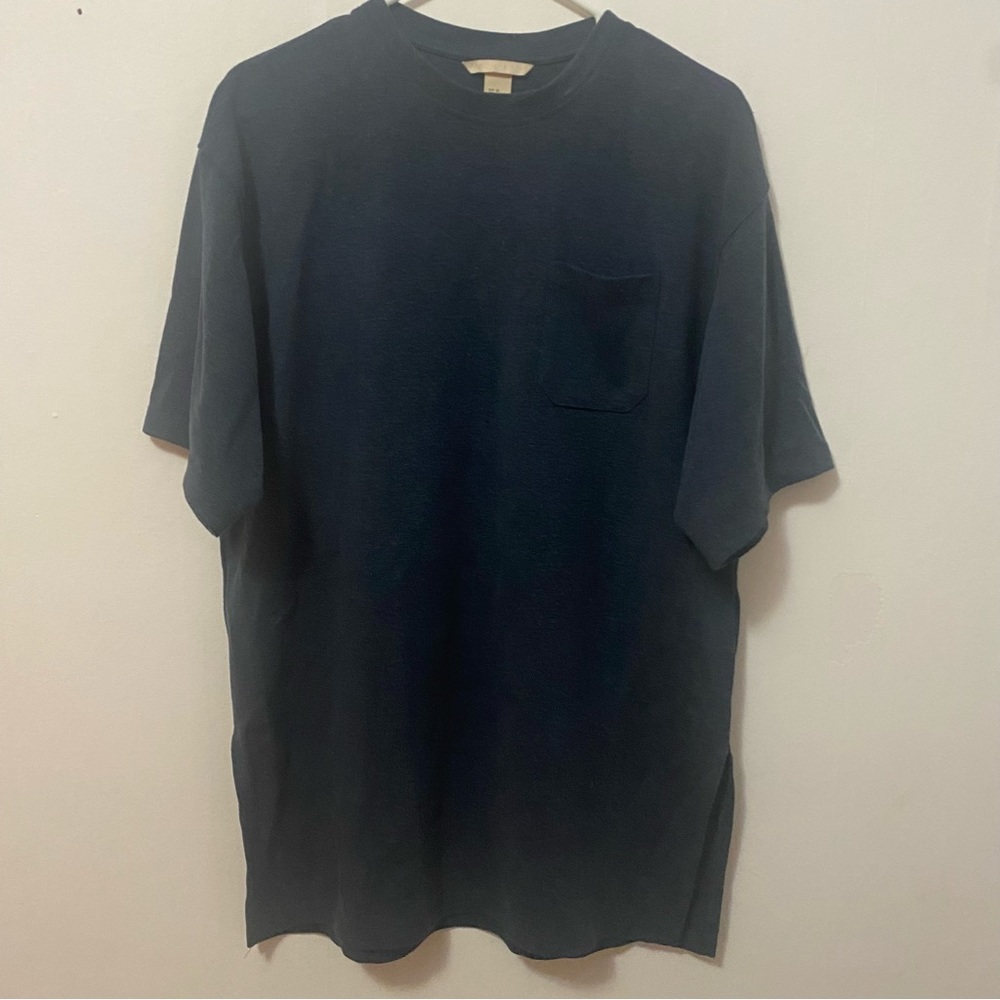 Dark Blue T-Shirt Dress with Leg Splits